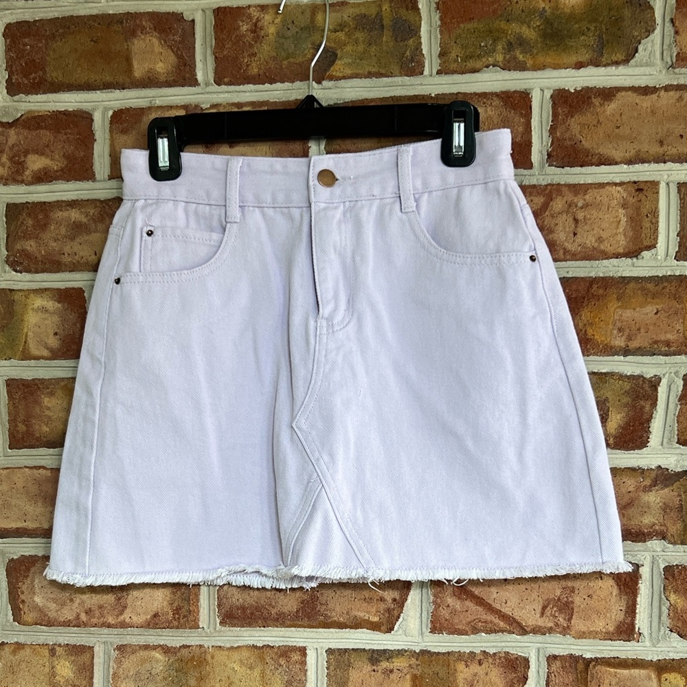 Princess Polly Lavender Denim Jean Mini Skirt. Size 4